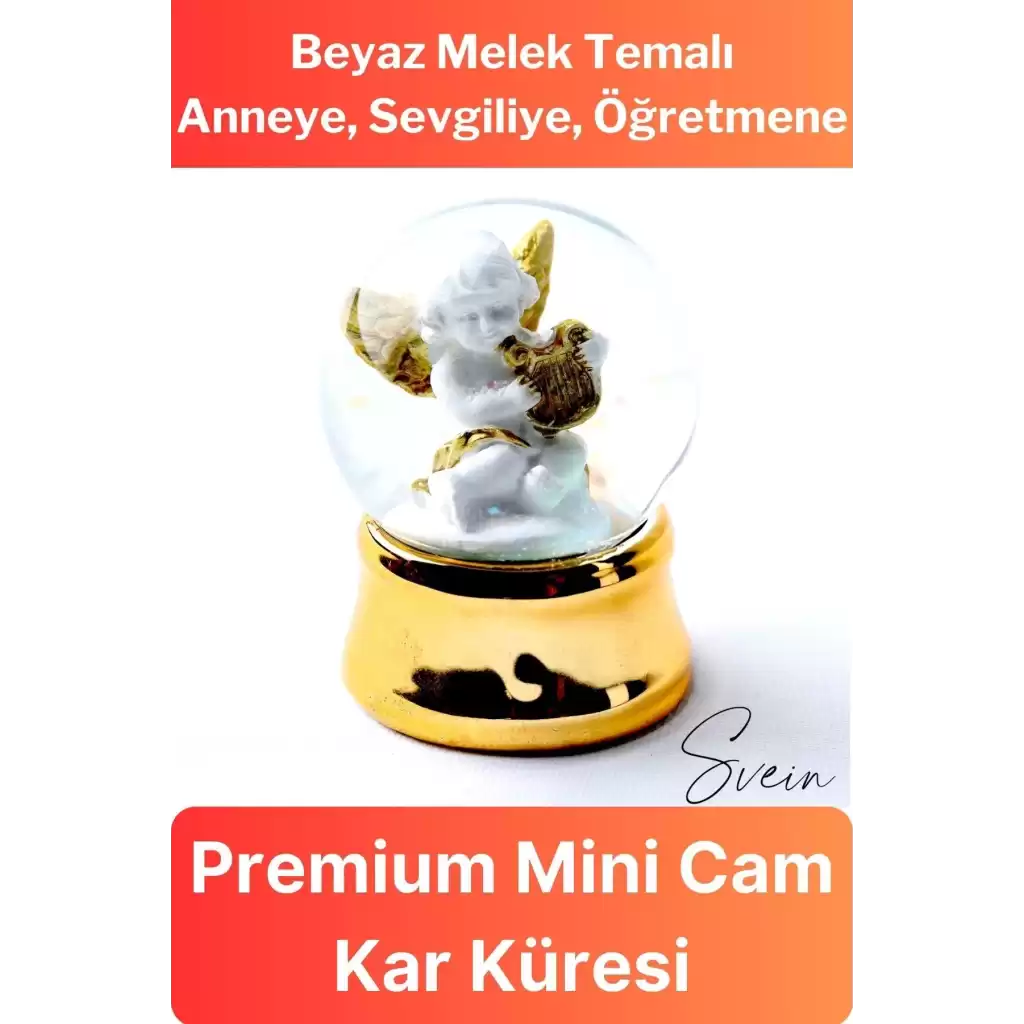 Premium Sevgiliye Anneye Arkadaşa Özel Mini Cam Kar Küresi Yılbaşı Hediyesi Beyaz Melek Temalı