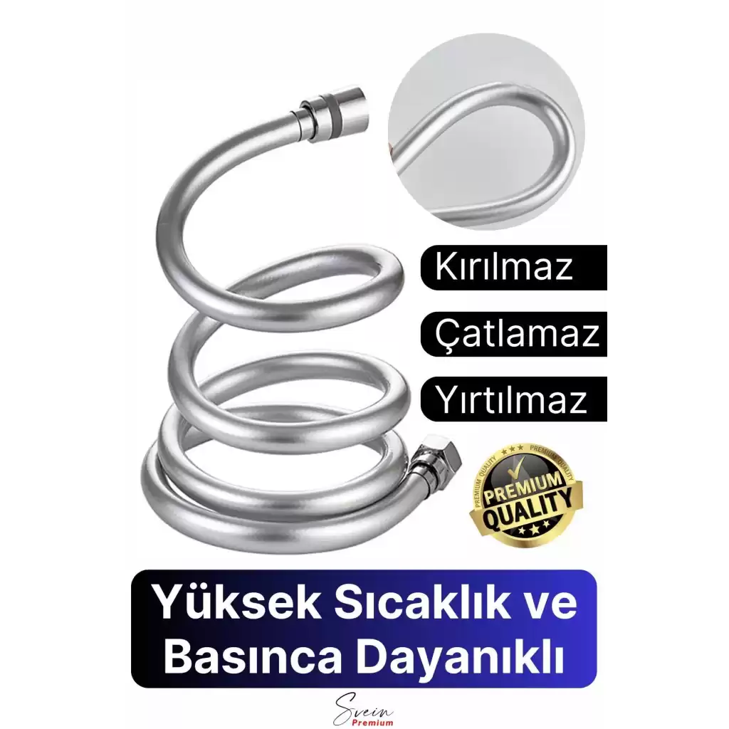 360 Derece Yüksek Kalite Esnek Kırılmaz Çatlamaz Paslanmaz Sızdırmaz Banyo Duş Musluk Hortum 1,5 mt