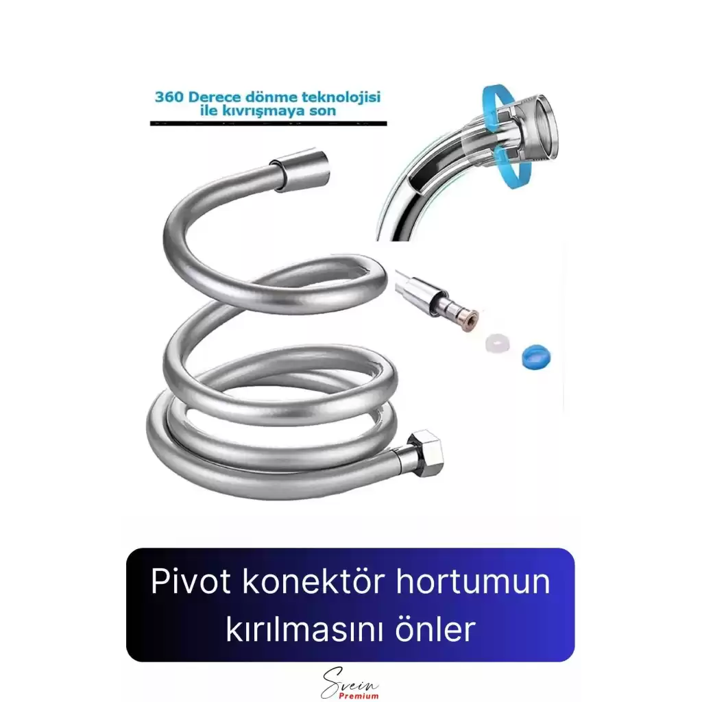 360 Derece Yüksek Kalite Esnek Kırılmaz Çatlamaz Paslanmaz Sızdırmaz Banyo Duş Musluk Hortum 1,5 mt