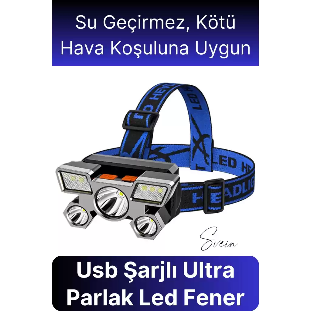Usb Şarjlı Ultra Parlak Led Kafa Lambası Güçlü Aydınlatma 4 Mod Su Geçirmez Kamp Tamir İşleri İçin