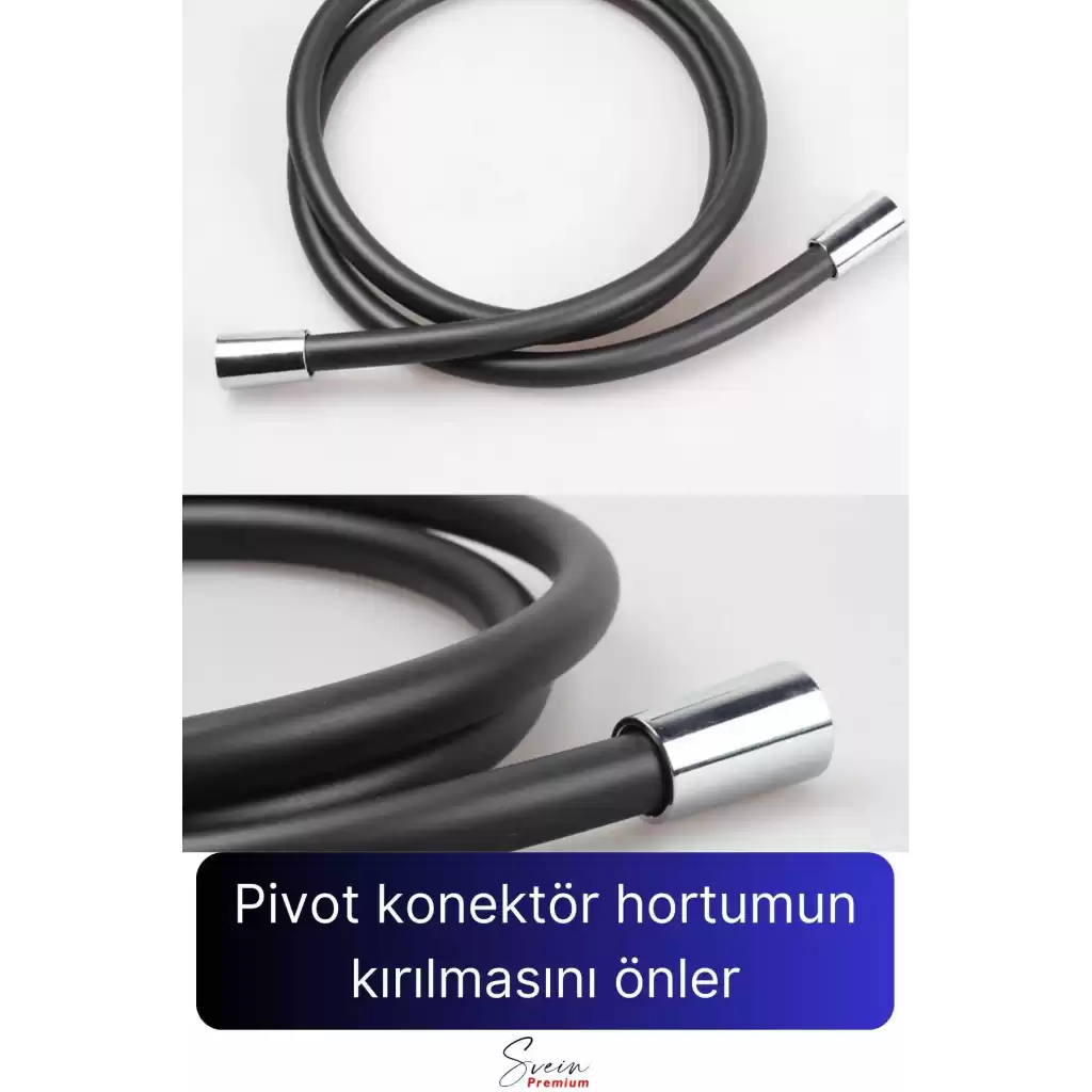 Siyah Dayanıklı Esnek Kırılmaz Çatlamaz Patlamaz Sızdırmaz Pvc Banyo Duş Musluk Hortumu 1,5 Metre