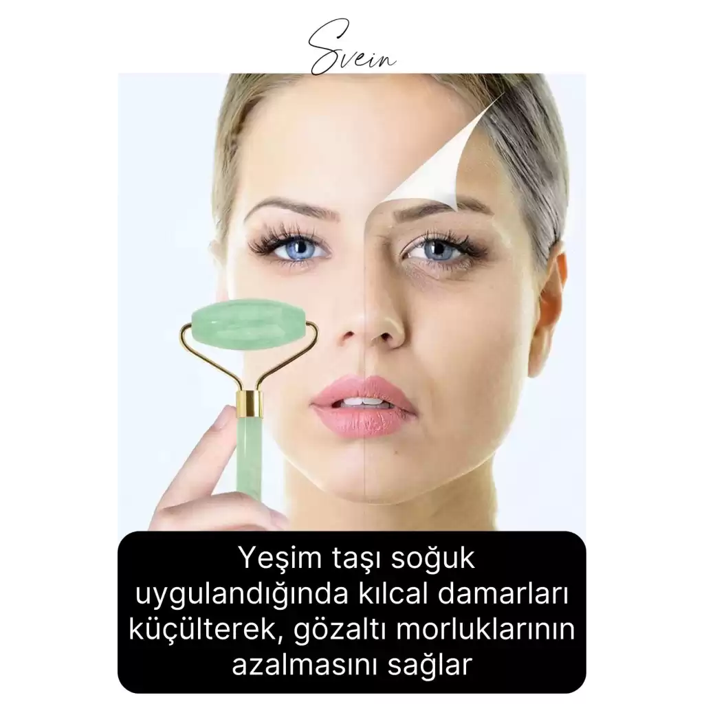 Premium %100 Doğal Yeşim Taşı 2 Başlıklı Masaj Aleti Yaşlanma Karşıtı Gua Sha Yüz Bakım Face Roller