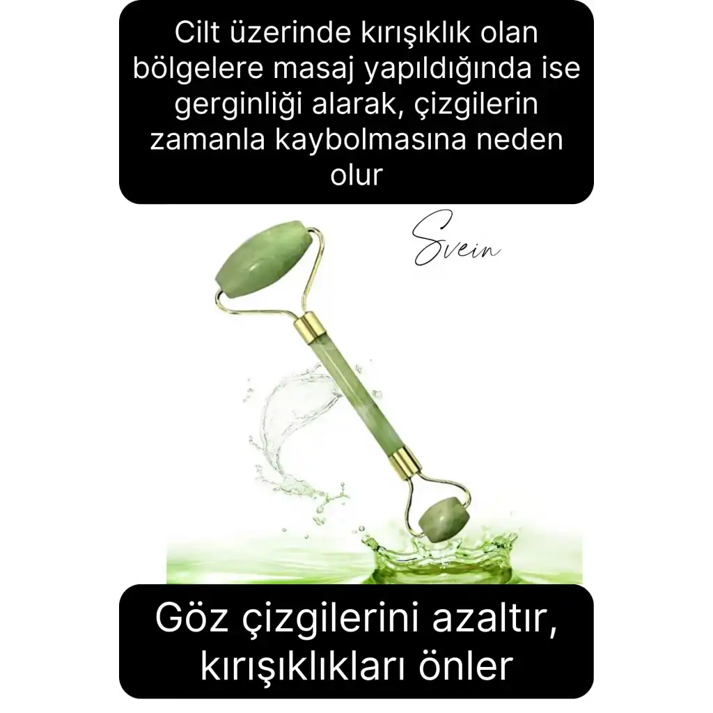 Premium %100 Doğal Yeşim Taşı 2 Başlıklı Masaj Aleti Yaşlanma Karşıtı Gua Sha Yüz Bakım Face Roller