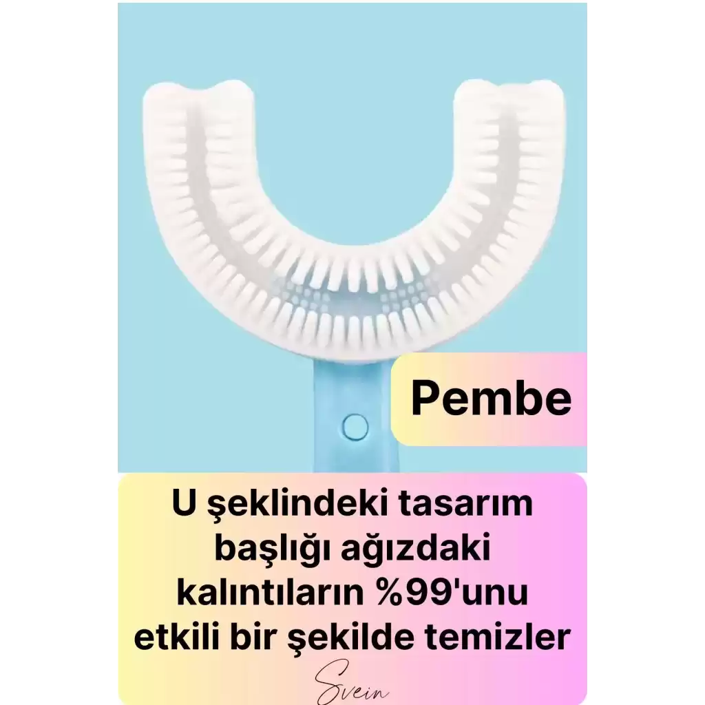 U Şeklinde Pratik Bebek Çocuk Diş Fırçası 360 Derece Temizlik Kolay Kullanım Yumuşak Silikon Fırça