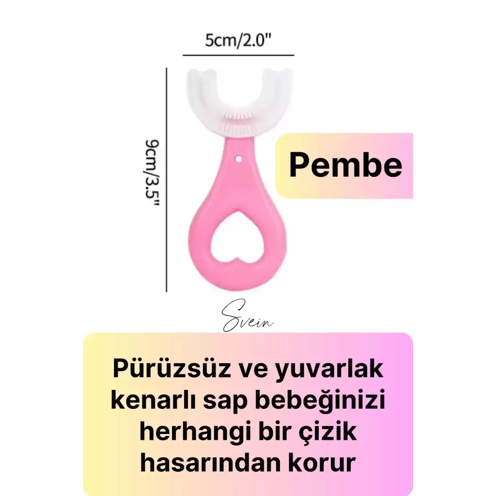U Şeklinde Pratik Bebek Çocuk Diş Fırçası 360 Derece Temizlik Kolay Kullanım Yumuşak Silikon Fırça