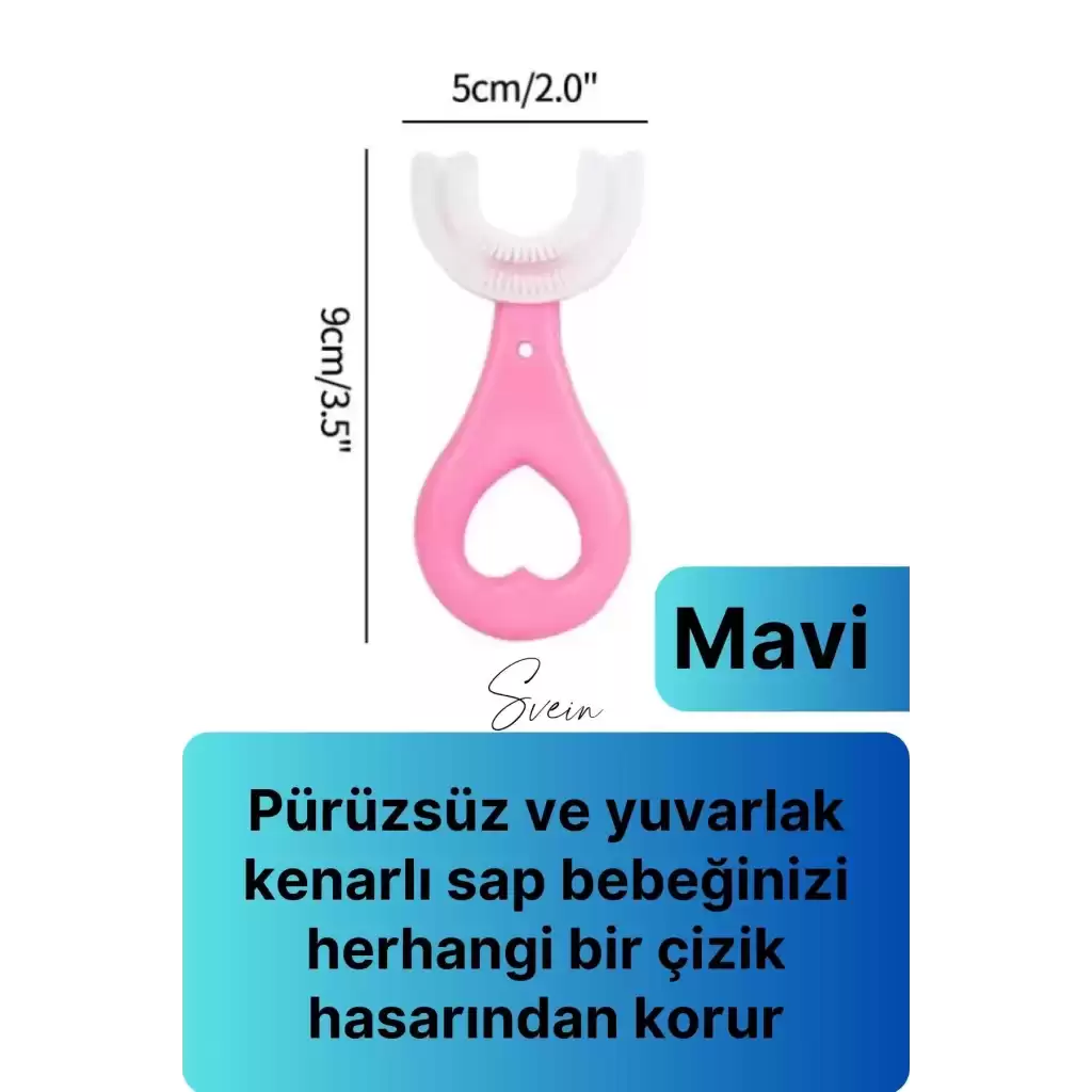 U Şeklinde Pratik Bebek Çocuk Diş Fırçası 360 Derece Temizlik Kolay Kullanım Yumuşak Silikon Fırça