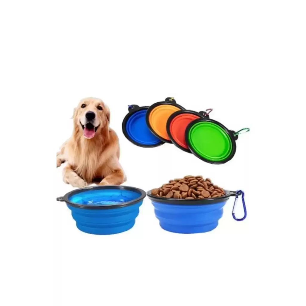 Taşınabilir Katlanabilir Seyahat Tipi Çok Amaçlı Kedi Köpek Mama Su Kabı Silikon Evcil Hayvan