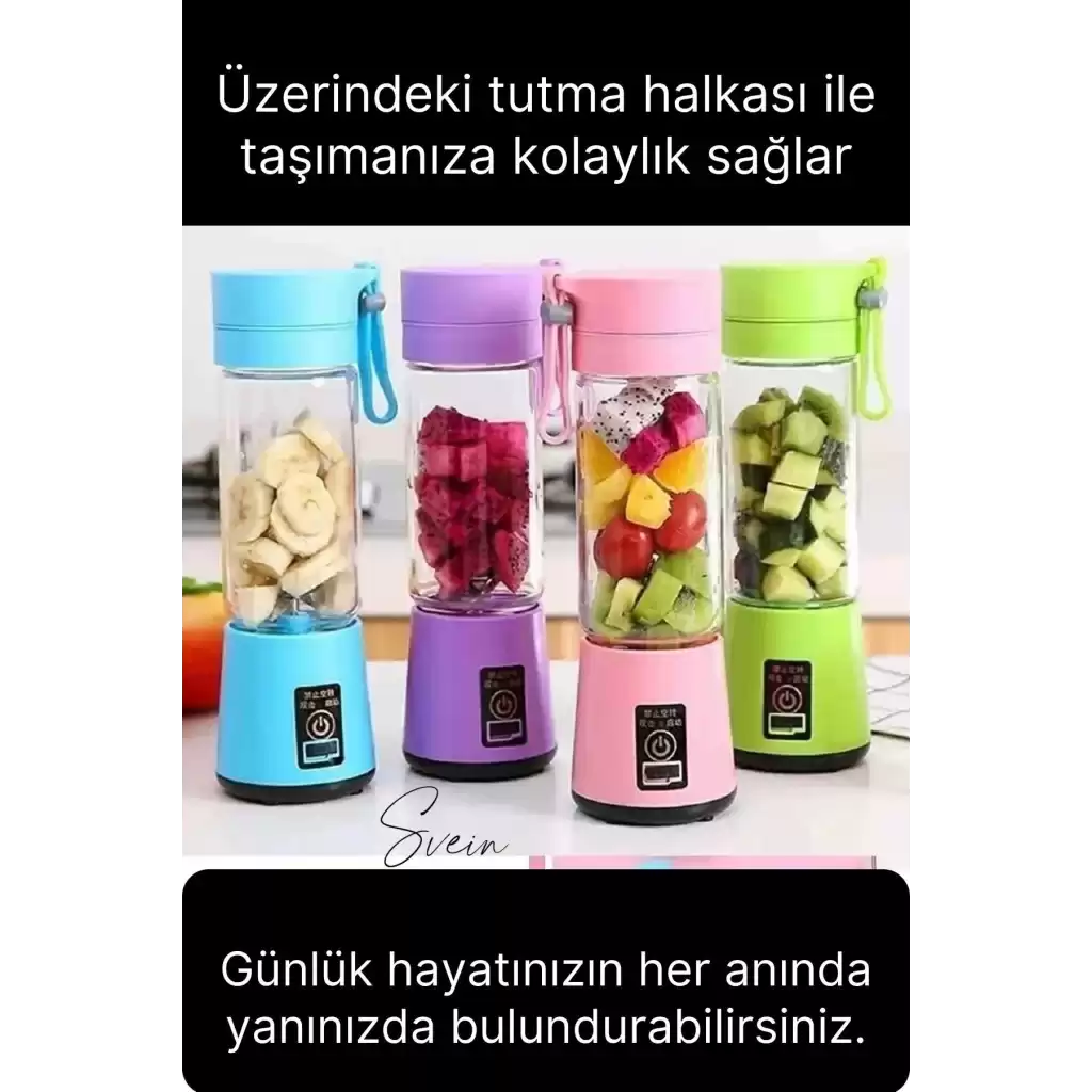 Portatif Taşınabilir Elektrikli Mini Meyve Sıkacağı Smoothie Milkshake Şarjlı Blender Karıştırıcı