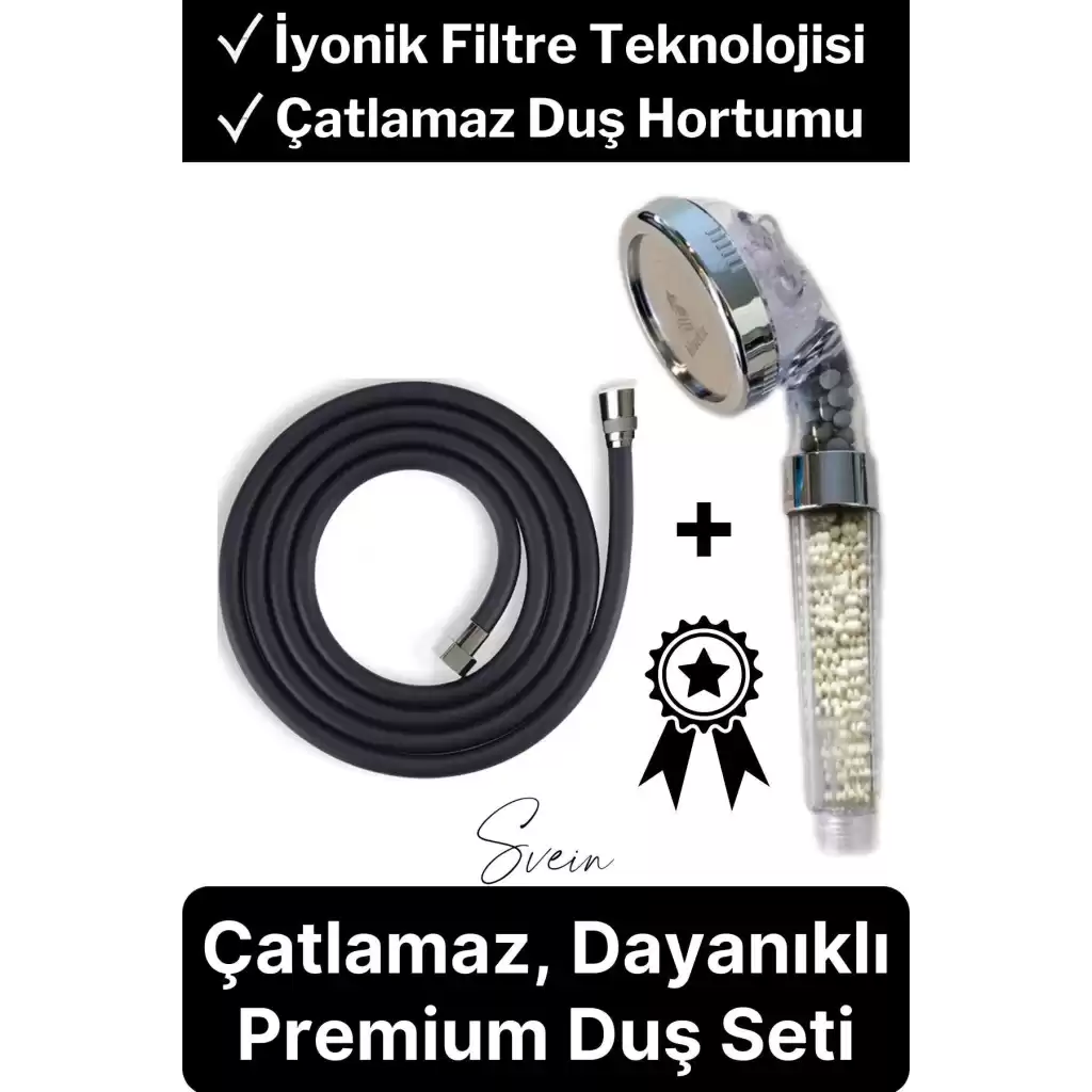 Premium Duş Seti 3 Fonksiyonlu Tasarruflu Başlık Esnek Kırılmaz Çatlamaz Paslanmaz Sızdırmaz Hortum