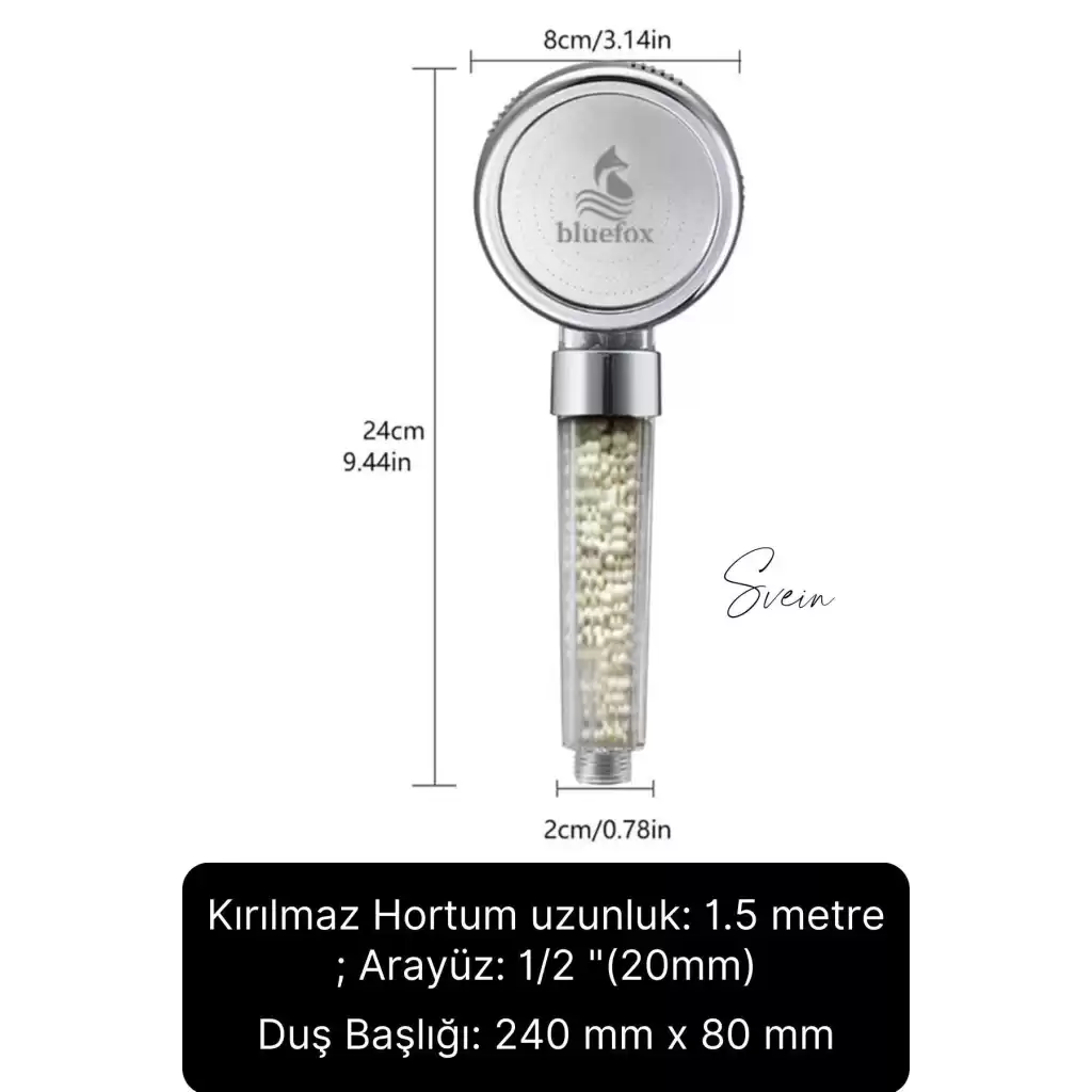 Premium Duş Seti 3 Fonksiyonlu Tasarruflu Başlık Esnek Kırılmaz Çatlamaz Paslanmaz Sızdırmaz Hortum