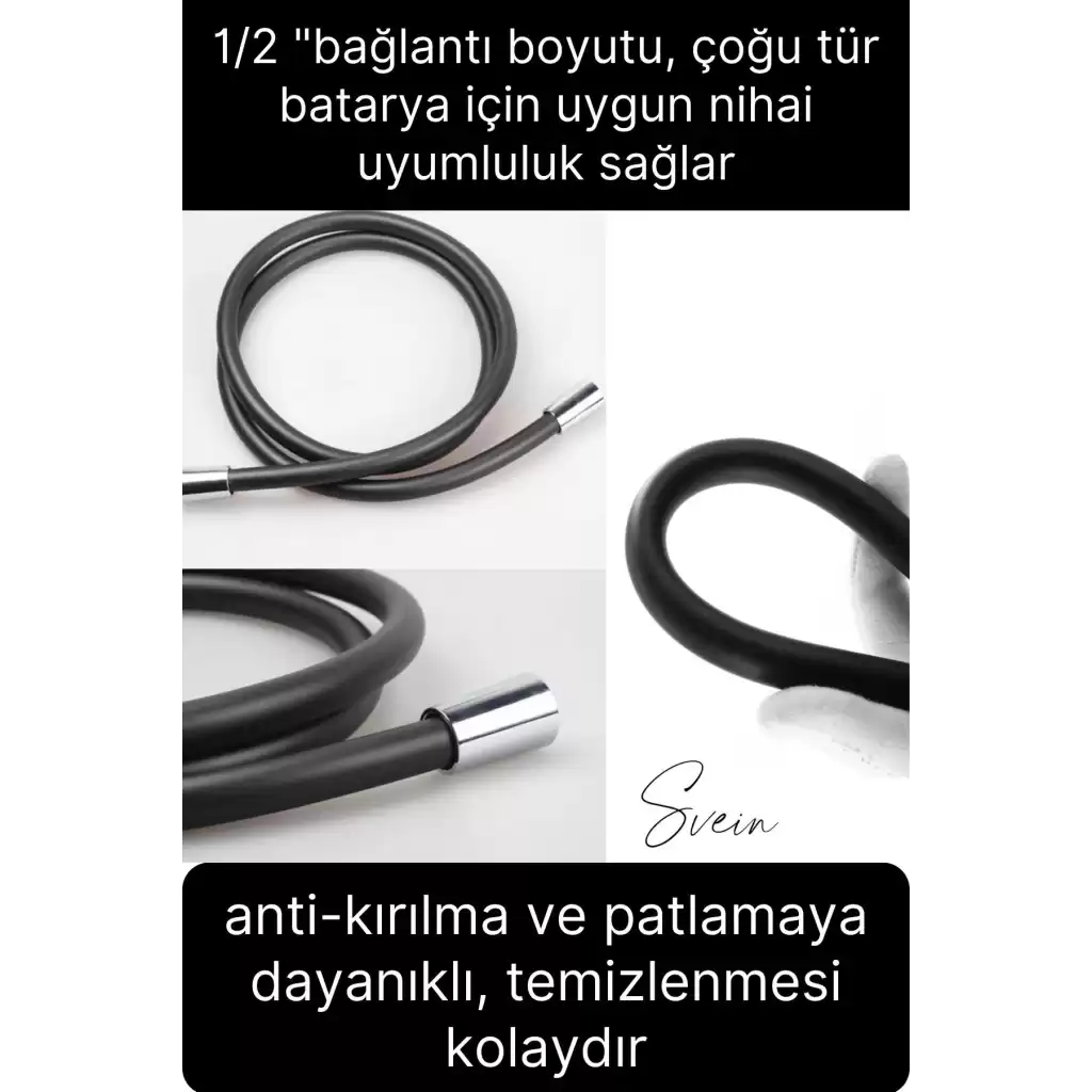 Premium Duş Seti 3 Fonksiyonlu Tasarruflu Başlık Esnek Kırılmaz Çatlamaz Paslanmaz Sızdırmaz Hortum