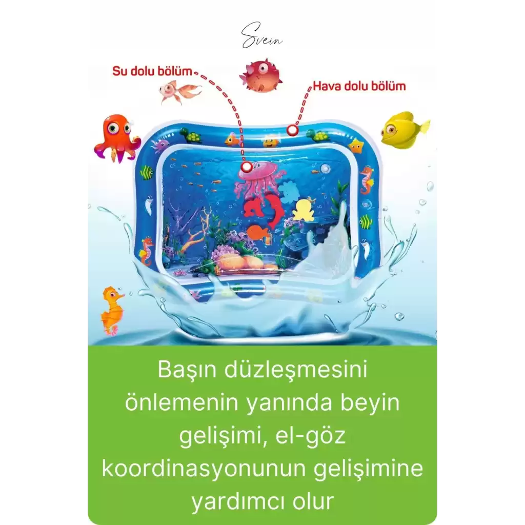 Dayanıklı Sızdırmaz Su Oyun Matı Bebek Aktivite Oyuncağı BPA İçermez Emekleme Zamanı Yatak Minder