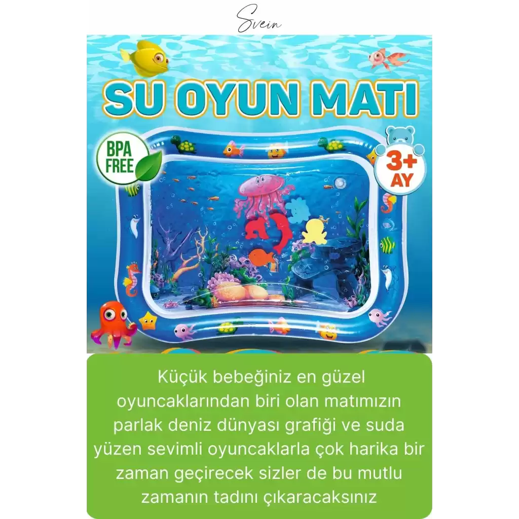 Dayanıklı Sızdırmaz Su Oyun Matı Bebek Aktivite Oyuncağı BPA İçermez Emekleme Zamanı Yatak Minder