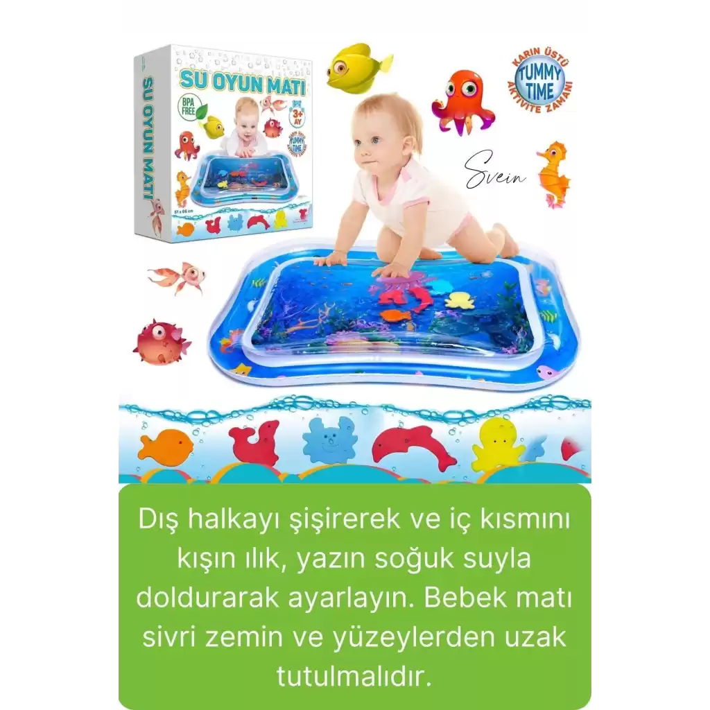 Dayanıklı Sızdırmaz Su Oyun Matı Bebek Aktivite Oyuncağı BPA İçermez Emekleme Zamanı Yatak Minder