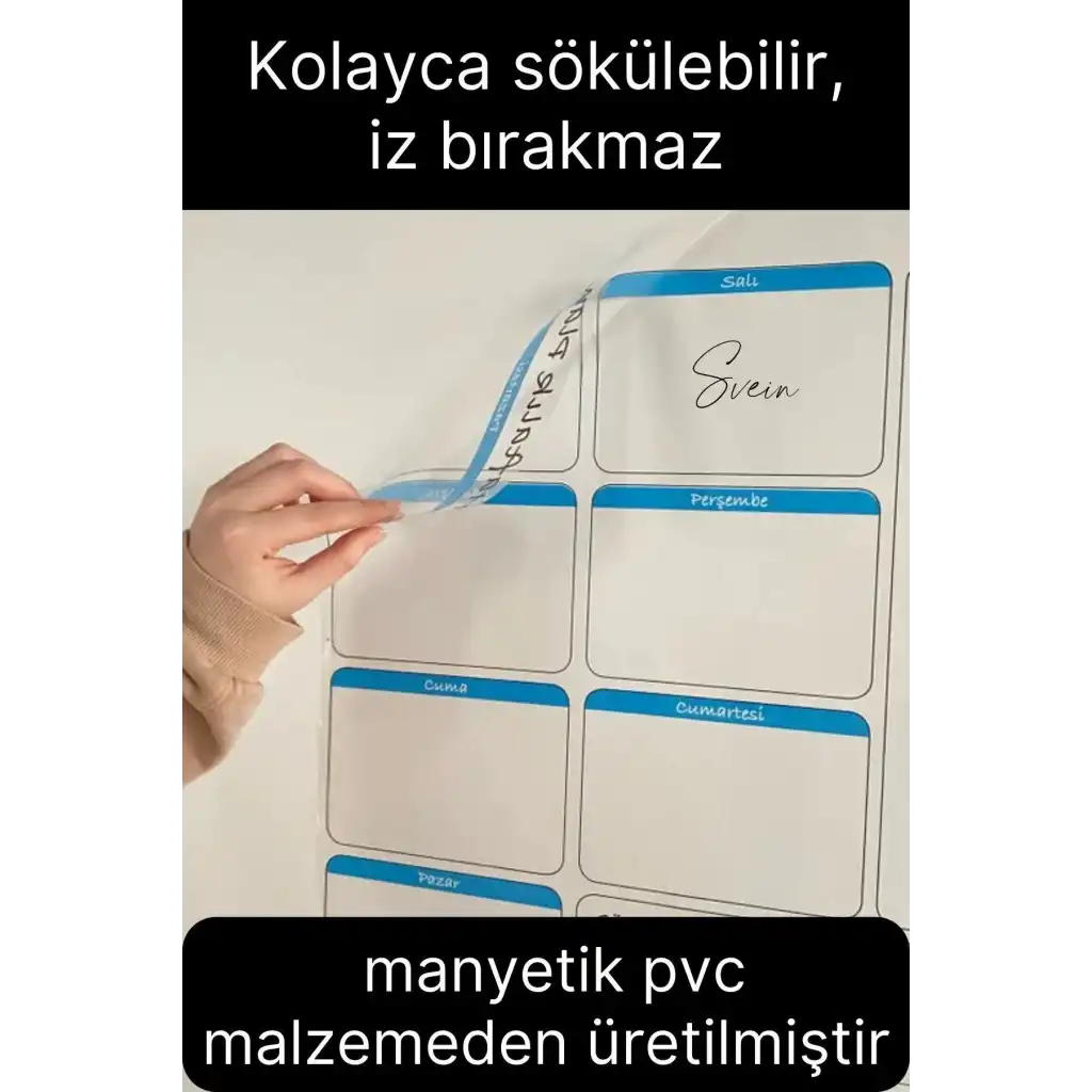 Kendinden Yapışkanlı Tutunabilen İz Bırakmaz Haftalık Planlayıcı Manyetik Duvar Sticker Takvim