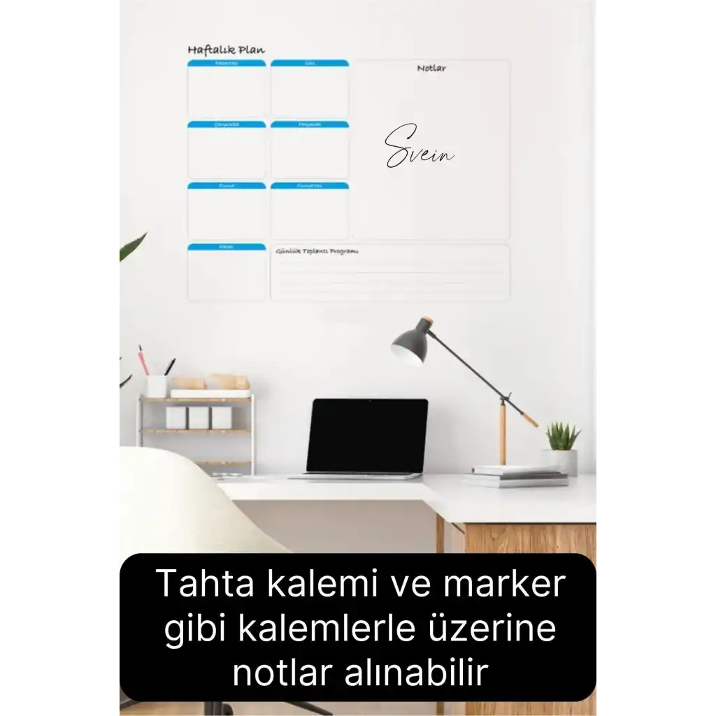 Kendinden Yapışkanlı Tutunabilen İz Bırakmaz Haftalık Planlayıcı Manyetik Duvar Sticker Takvim
