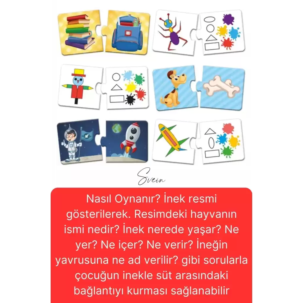 2li Süper Avantajlı Eğitici Öğretici Eşleştirme Oyunu Puzzle Yapboz Kutulu Görsel Algı Motor Beceri
