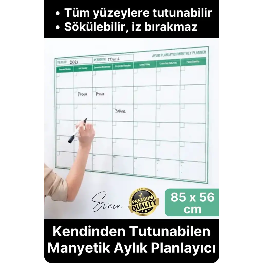 Kendinden Yapışkanlı Manyetik Bir Aylık Program Planlayıcı Takvim Duvar Sökülebilir İz Bırakmaz