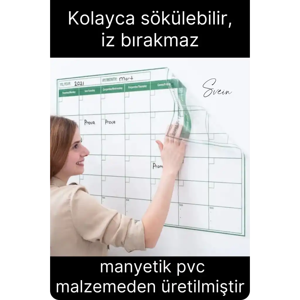 Kendinden Yapışkanlı Manyetik Bir Aylık Program Planlayıcı Takvim Duvar Sökülebilir İz Bırakmaz
