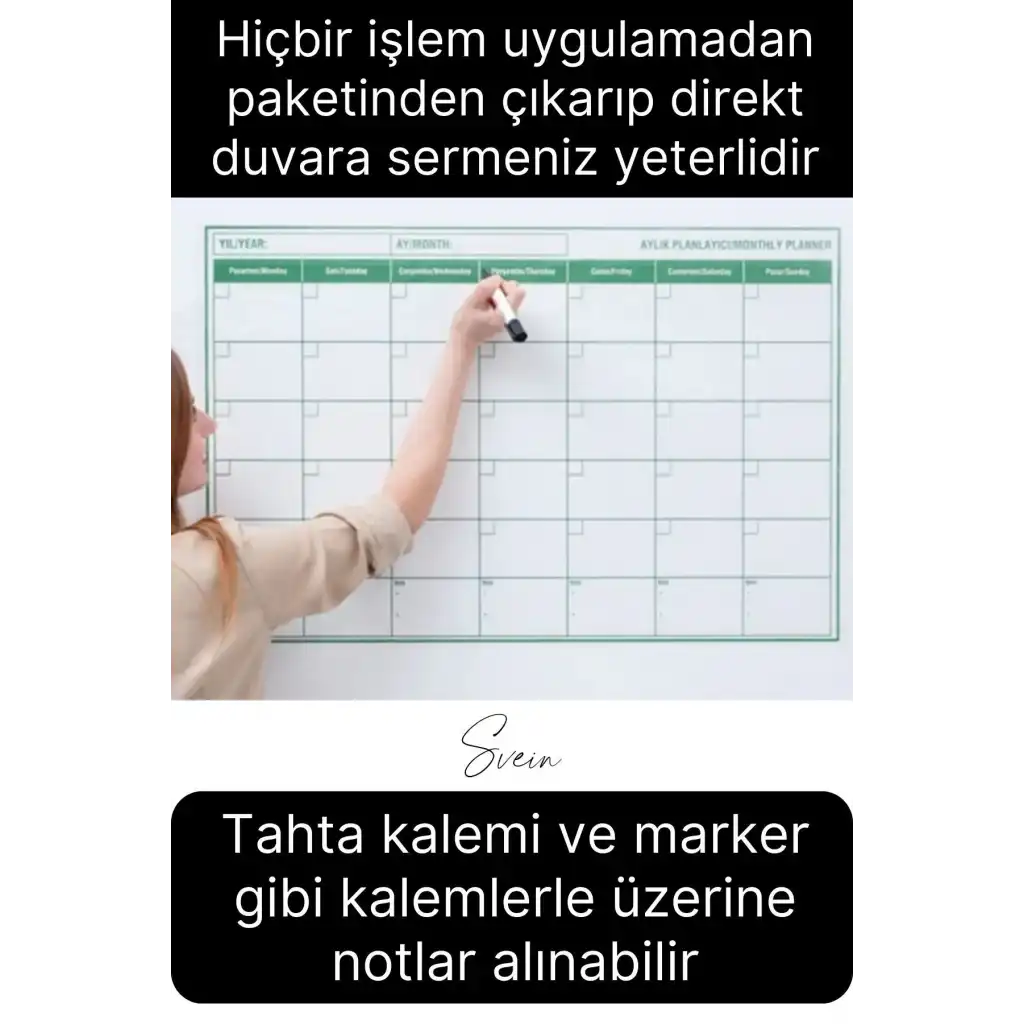 Kendinden Yapışkanlı Manyetik Bir Aylık Program Planlayıcı Takvim Duvar Sökülebilir İz Bırakmaz