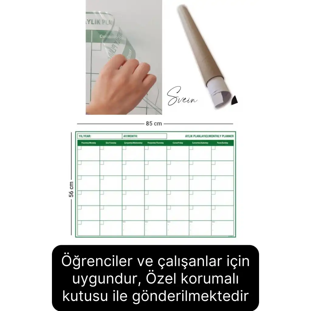 Kendinden Yapışkanlı Manyetik Bir Aylık Program Planlayıcı Takvim Duvar Sökülebilir İz Bırakmaz
