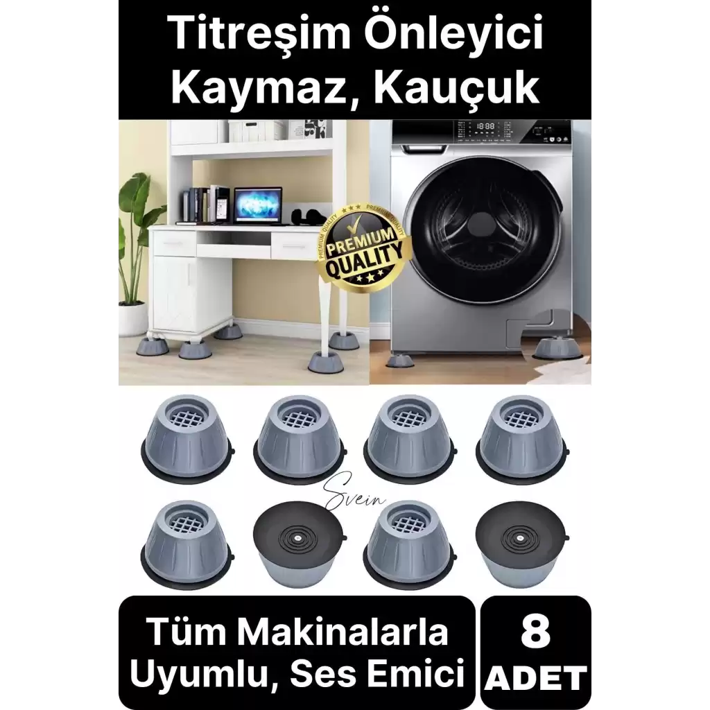 8li Gürültü Engelleyici Kaymaz Titreşim Önleyici Kauçuk Ayak Ped Çamaşır Makinesi Beyaz Eşya Stoper