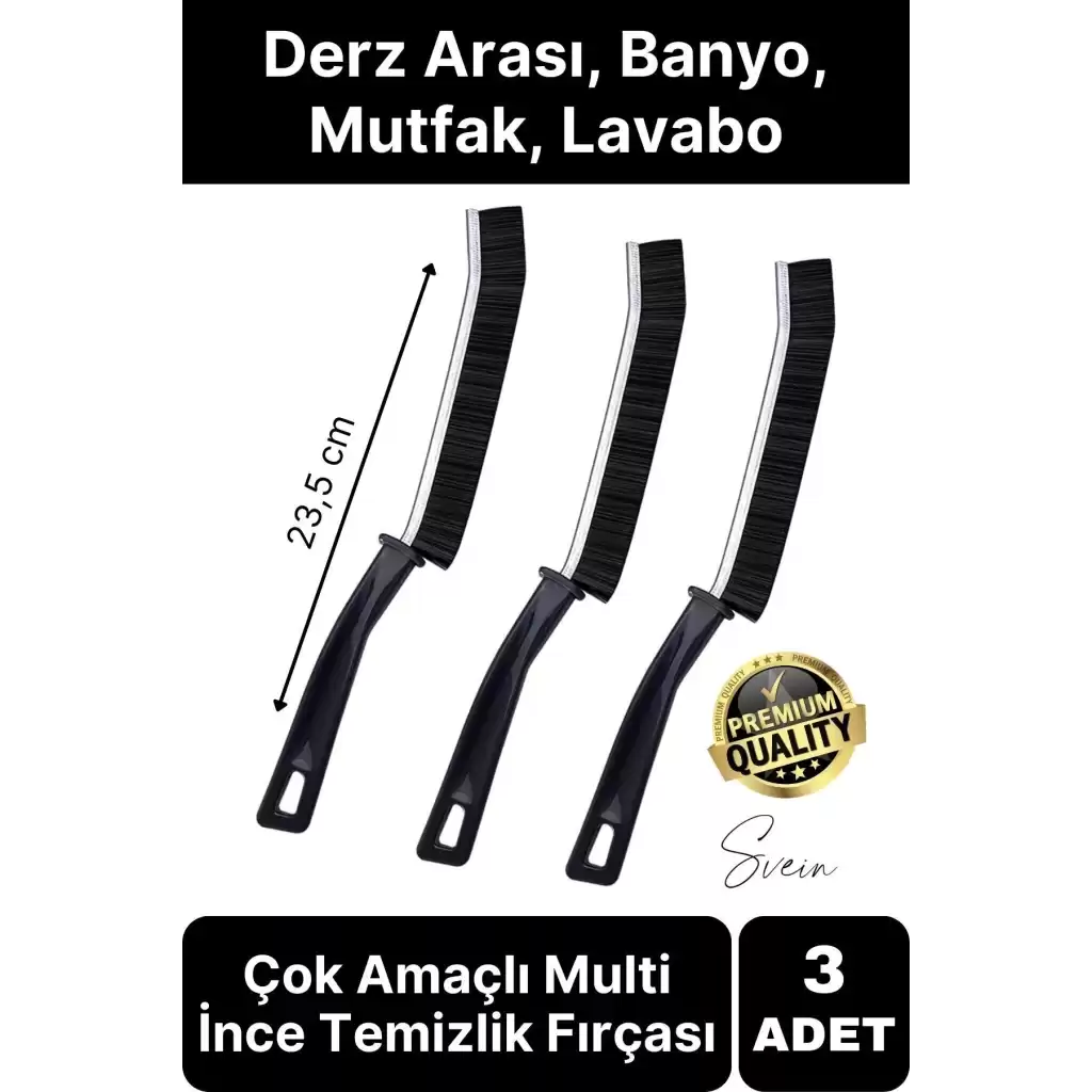 3 Adet Çok Amaçlı Multi İnce Temizlik Fırçası Derz Arası Banyo Mutfak Lavabo Detay Temizleme Aracı