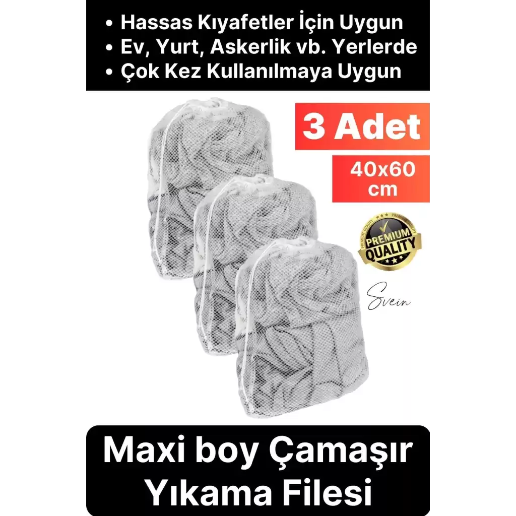 3 Adet Çamaşır Yıkama Filesi Maxi Kirli Elbise Giysi Kıyafet Torbası Okul Üniversite Yurt Asker İçin