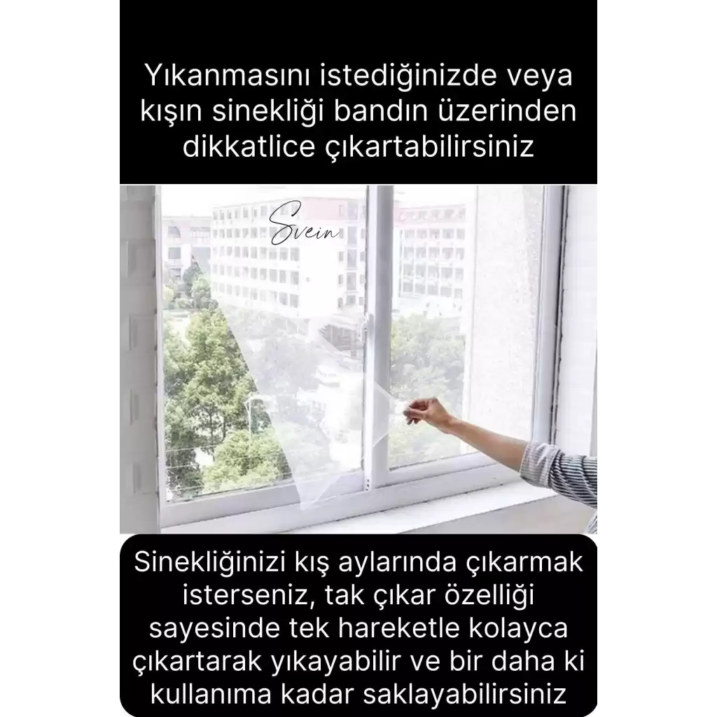 4 Adet Pratik Cam Pencere Kapı Uyumlu Çift Kanat Yırtılmaz Dayanıklı Kendinden Yapışkanlı Sineklik
