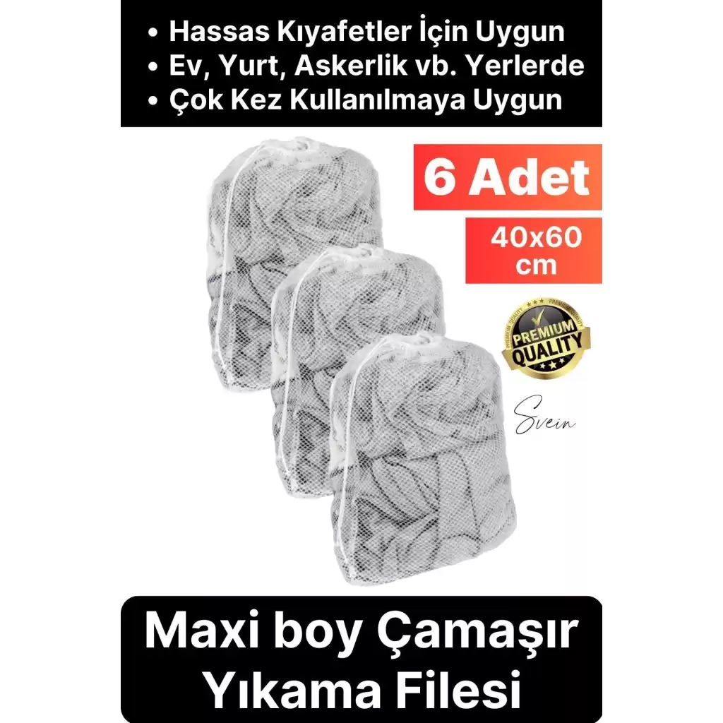 6 Adet Çamaşır Yıkama Filesi Maxi Kirli Elbise Giysi Kıyafet Torbası Okul Üniversite Yurt Asker