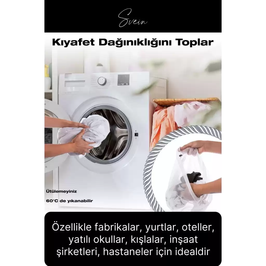 6 Adet Çamaşır Yıkama Filesi Maxi Kirli Elbise Giysi Kıyafet Torbası Okul Üniversite Yurt Asker