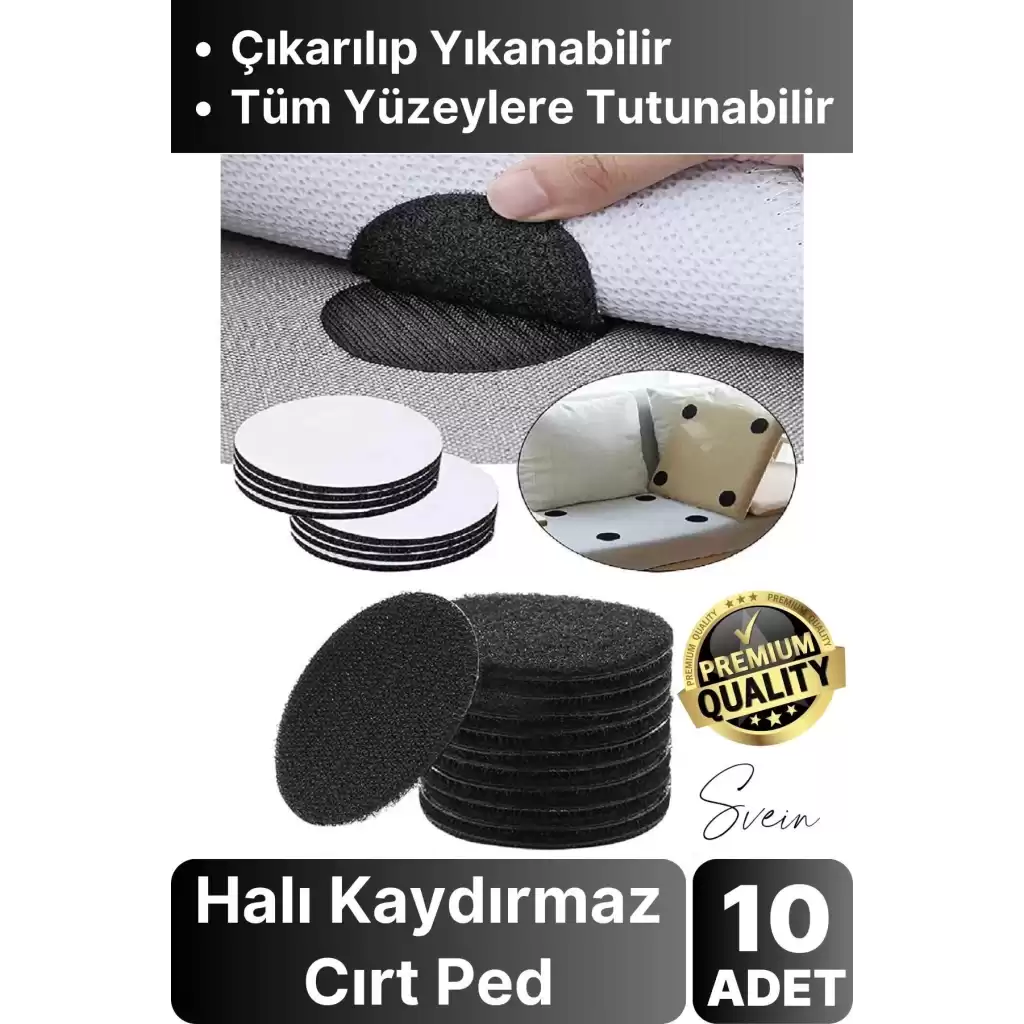 10 Adet Halı Kilim Koltuk Örtü Sabitleyici Kaydırmaz Cırt Kendinden Yapışkanlı Ped Yıkanabilir Bant
