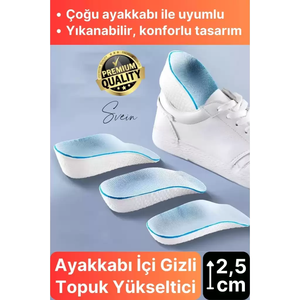 2,5 cm Boy Uzatıcı Tabanlık Gizli Topuk Yükseltici Ortopedik Rahat Konforlu Uzatan Unisex Eva Köpük