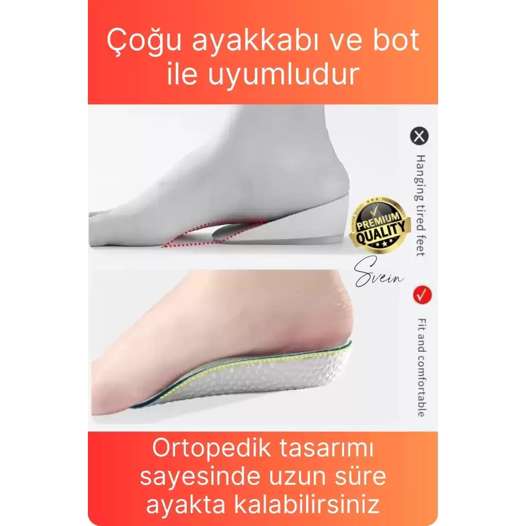 2,5 cm Boy Uzatıcı Tabanlık Gizli Topuk Yükseltici Ortopedik Rahat Konforlu Uzatan Unisex Eva Köpük