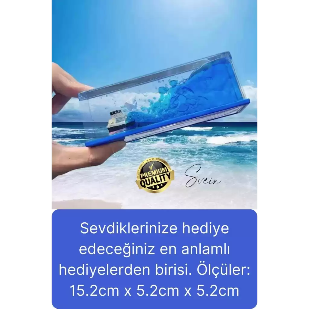 Mavi Su Akvaryum Dikdörtgen Sevgiliye Özel Batmayan Dekoratif Notlu Aşk Titanik Gemisi