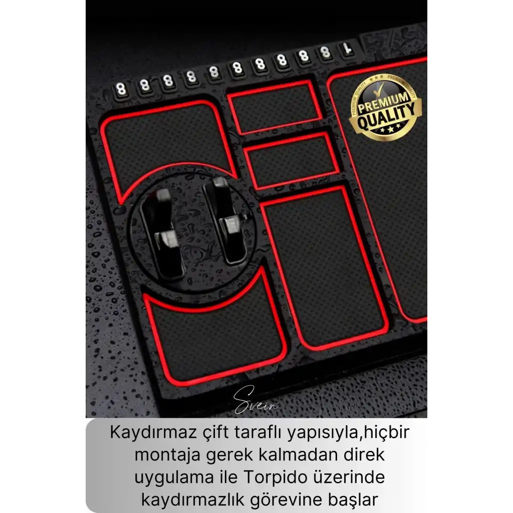 Araç İçi Torpido Kaydırmaz Telefon Tutucu Numaratör Organizer Ped 360 Derece Dönebilen Kaymaz