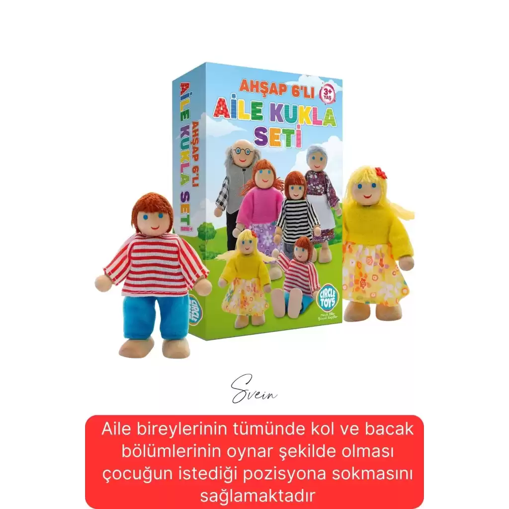 Özel Üretim Ahşap 6lı Sevimli Aile Kukla Seti Motor Gelişim Hayalgücü Kutulu Eğlenceli Oyuncak