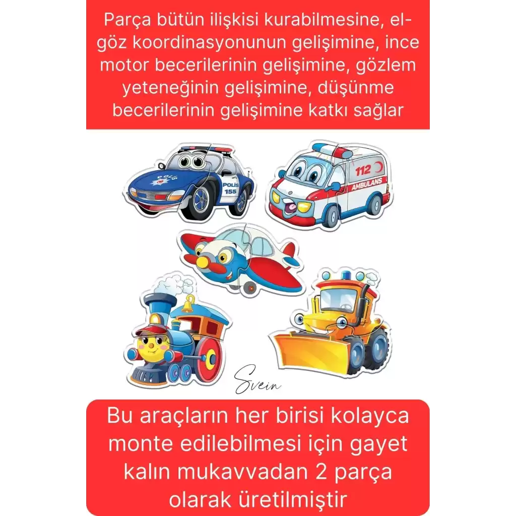 Baby Puzzle Sevimli Araçlar Eğitici Öğretici İnce Motor Beceri Ebeveyn El Göz Koordinasyon
