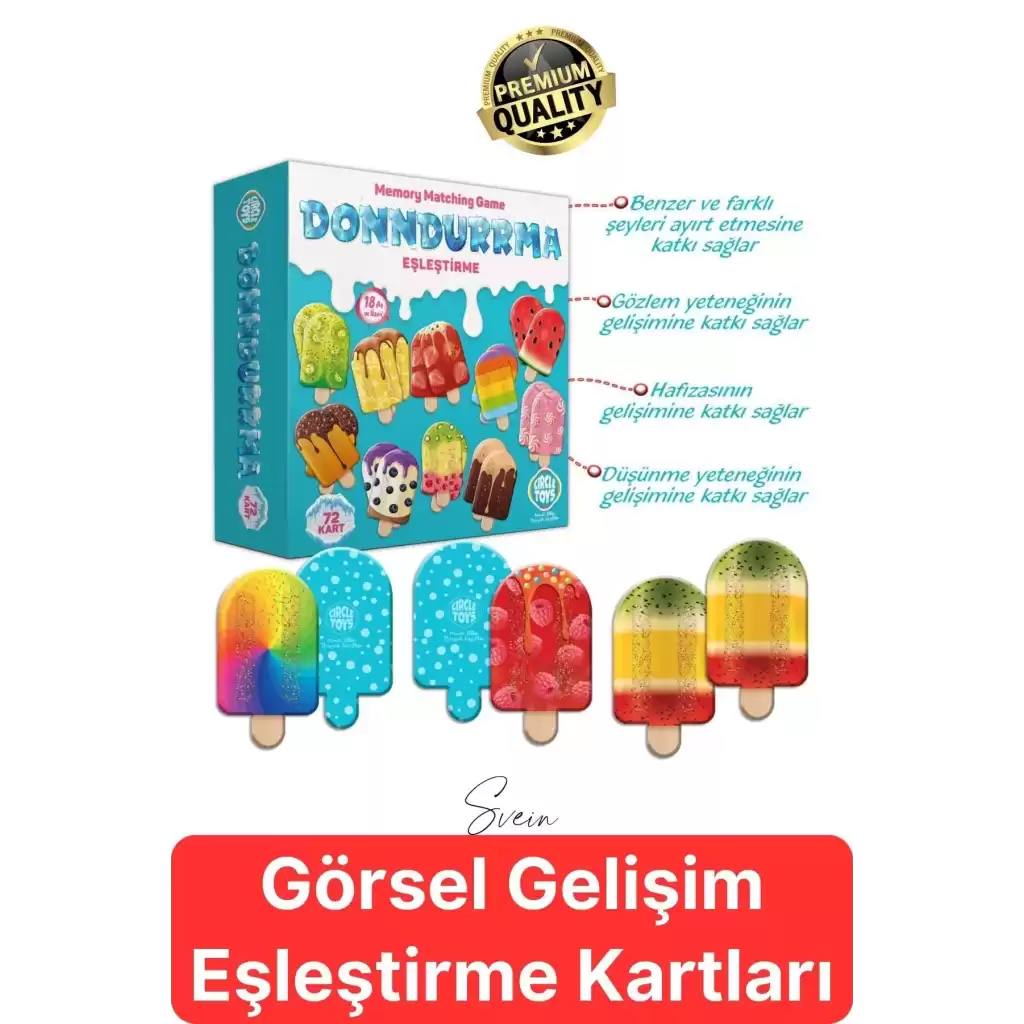 Dondurma Eşleştirme Beceri Zeka Geliştirme El Göz Algı Koordinasyon Okul Öncesi Kutulu Oyunu Puzzle
