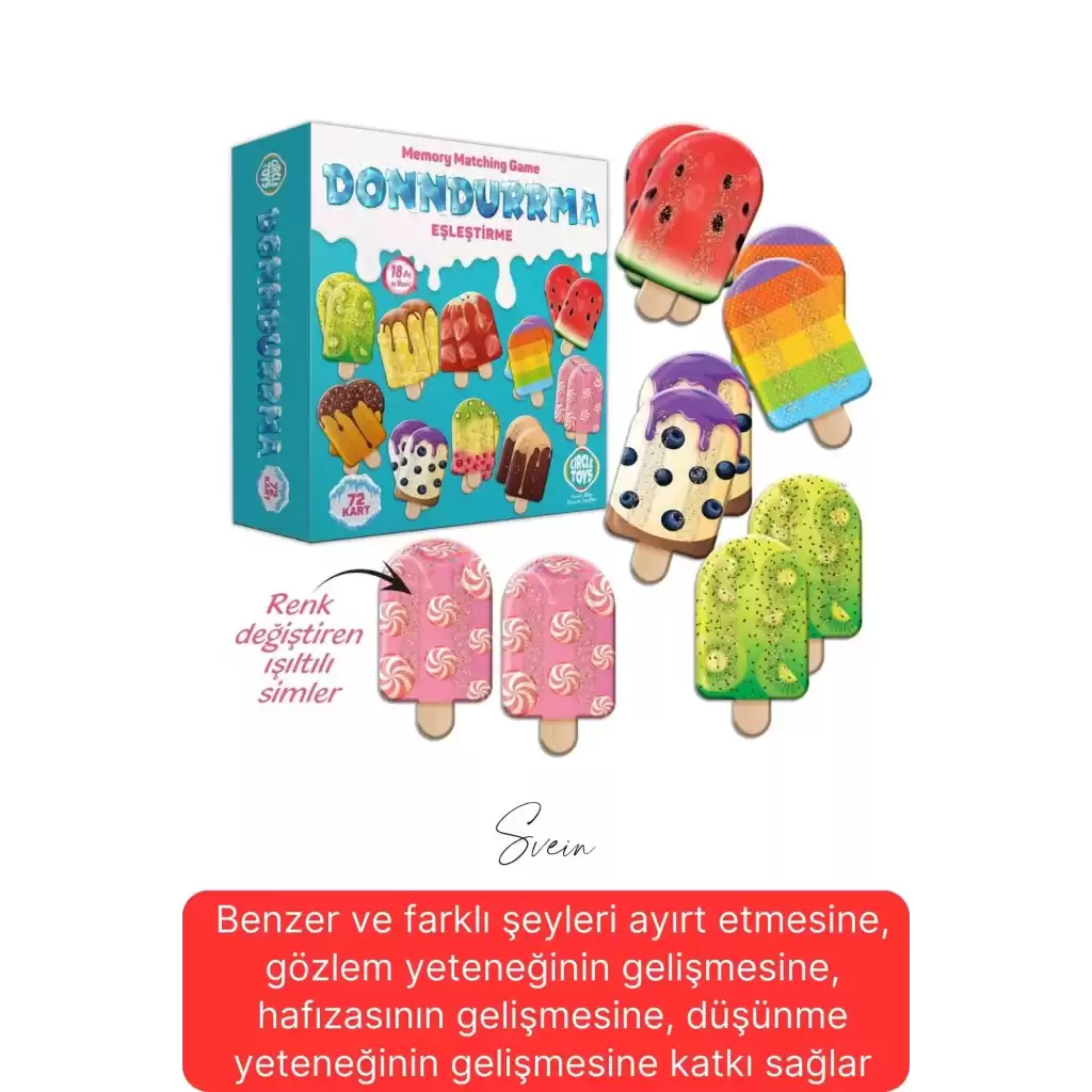 Dondurma Eşleştirme Beceri Zeka Geliştirme El Göz Algı Koordinasyon Okul Öncesi Kutulu Oyunu Puzzle