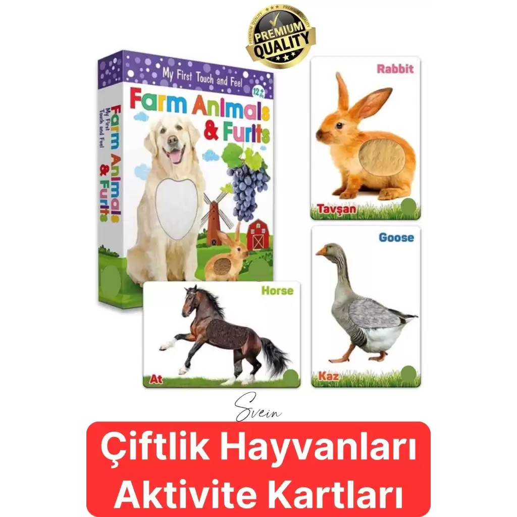 Premium Kutulu Eğitici Öğretici Farm Animals Çiftlik Hayvanları ve Meyveler El Göz Koordinasyon Oyun