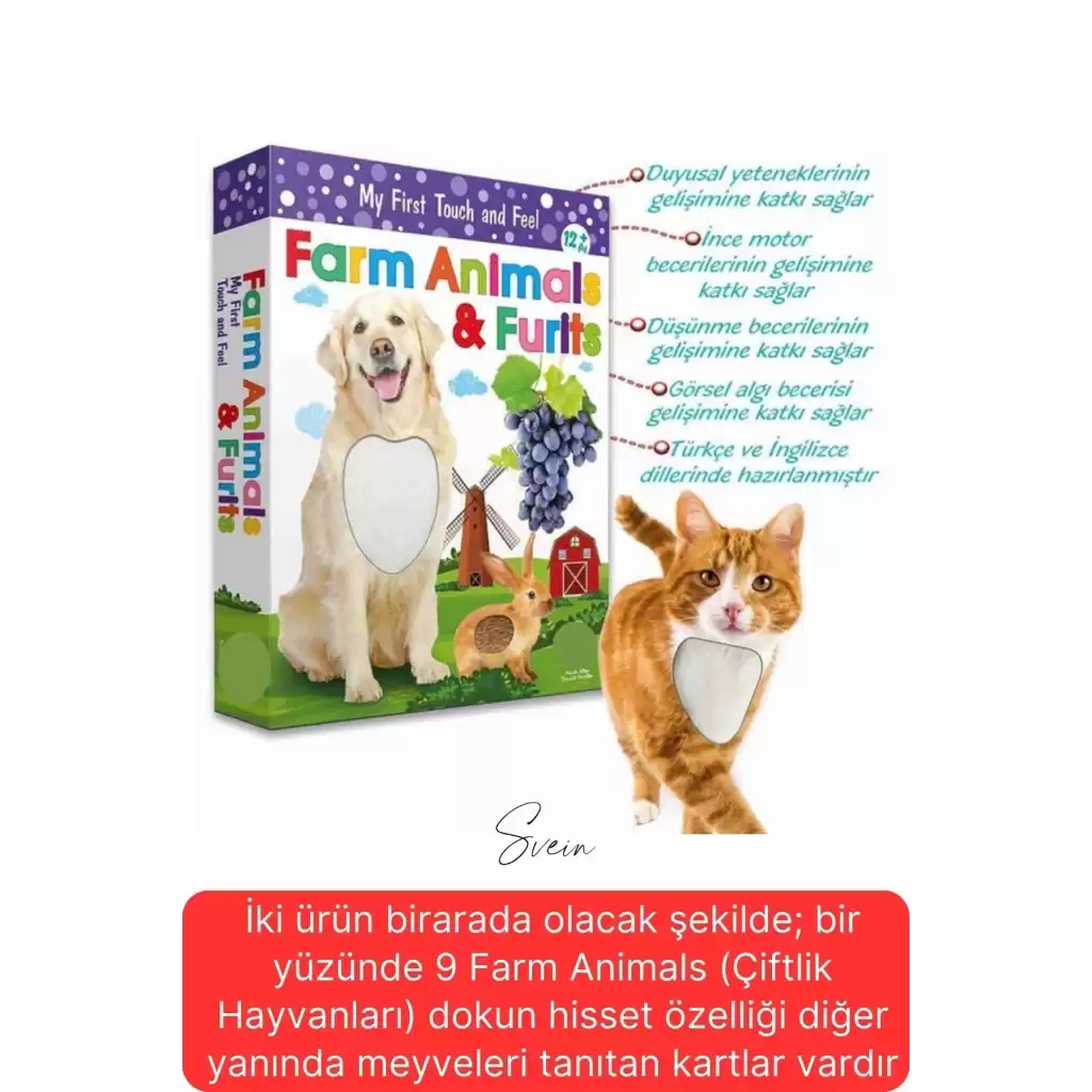 Premium Kutulu Eğitici Öğretici Farm Animals Çiftlik Hayvanları ve Meyveler El Göz Koordinasyon Oyun