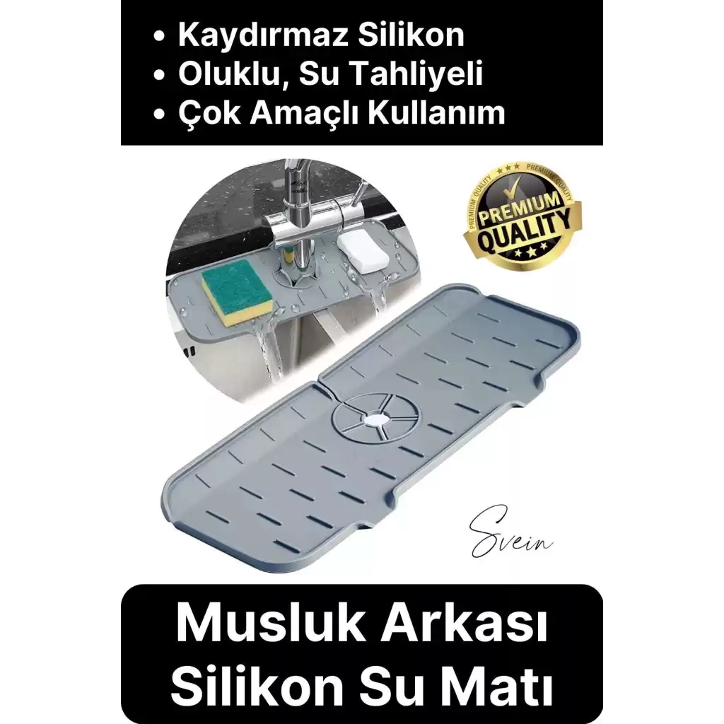 Mutfak Banyo Lavabo Silikon Musluk Arkası Mat Su Tutucu Koruyucu Tezgah Üstü Bulaşık Kurutma Pedi