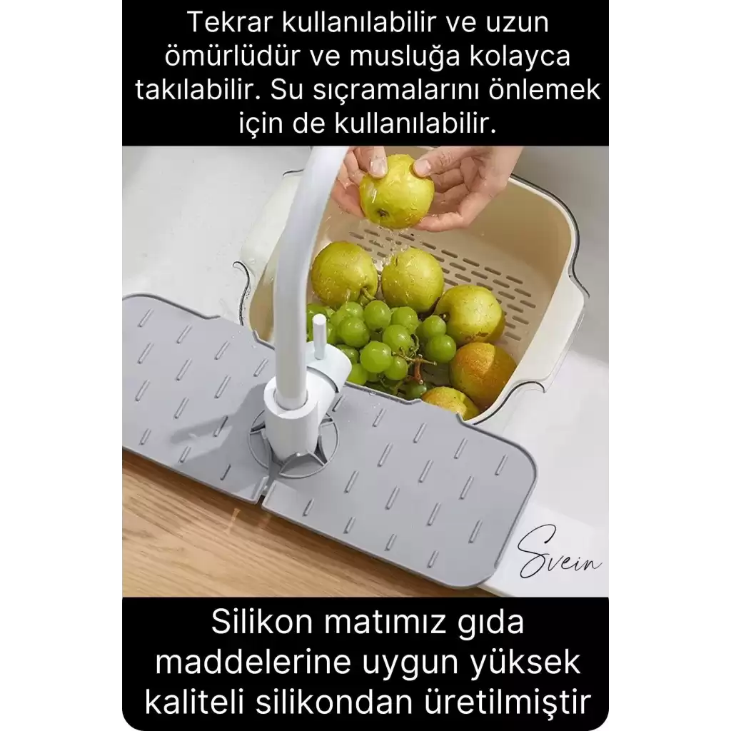 Mutfak Banyo Lavabo Silikon Musluk Arkası Mat Su Tutucu Koruyucu Tezgah Üstü Bulaşık Kurutma Pedi