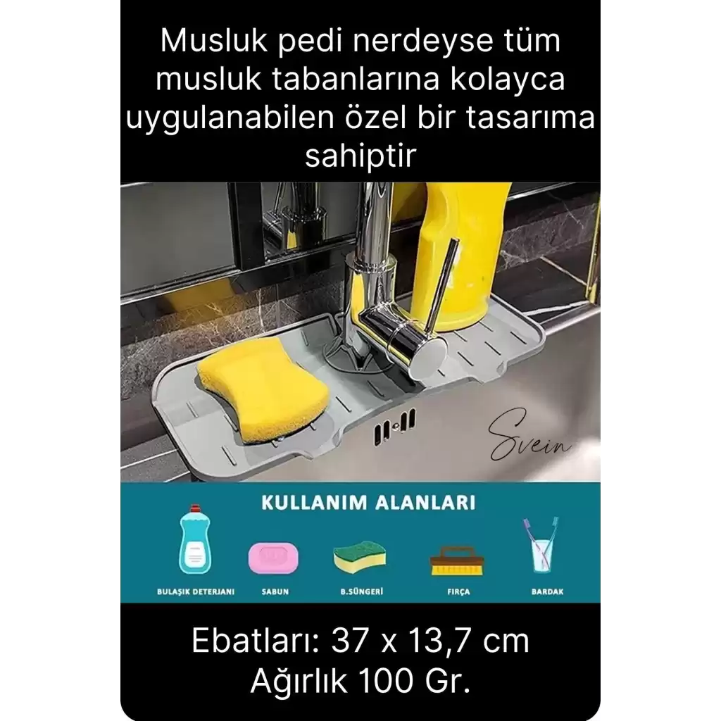 Mutfak Banyo Lavabo Silikon Musluk Arkası Mat Su Tutucu Koruyucu Tezgah Üstü Bulaşık Kurutma Pedi