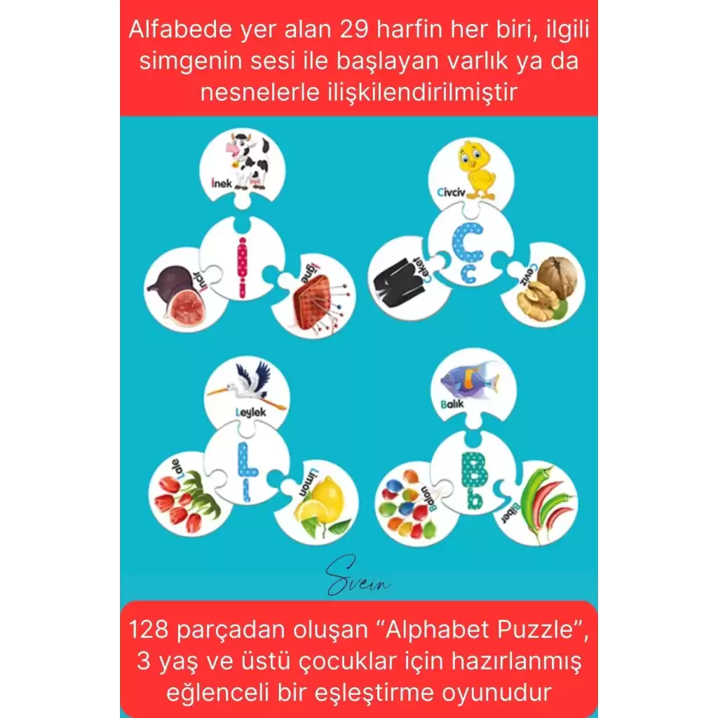 Alphabet Puzzle Eğitici Öğretici Alfabe Zeka Kartları Ebeveyn Çocuk Etkileşimi Okul Öncesi Oyuncak