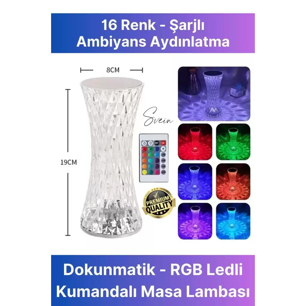 Özel Tasarım Mini 16 Renk Kristal Şarjlı Masa Lambası Led Abajur Dokunmatik Kumandalı Lambader Rgb