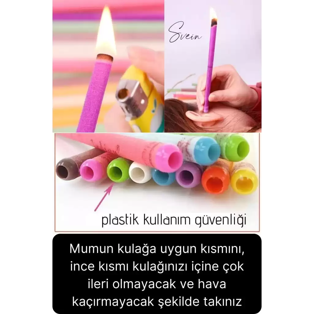 Pratik 100% Doğal Aromaterapi Bakım Buşon Dış Kulak Içi Kir Temizleme Mumu Konisi Çubuğu 5 Çift