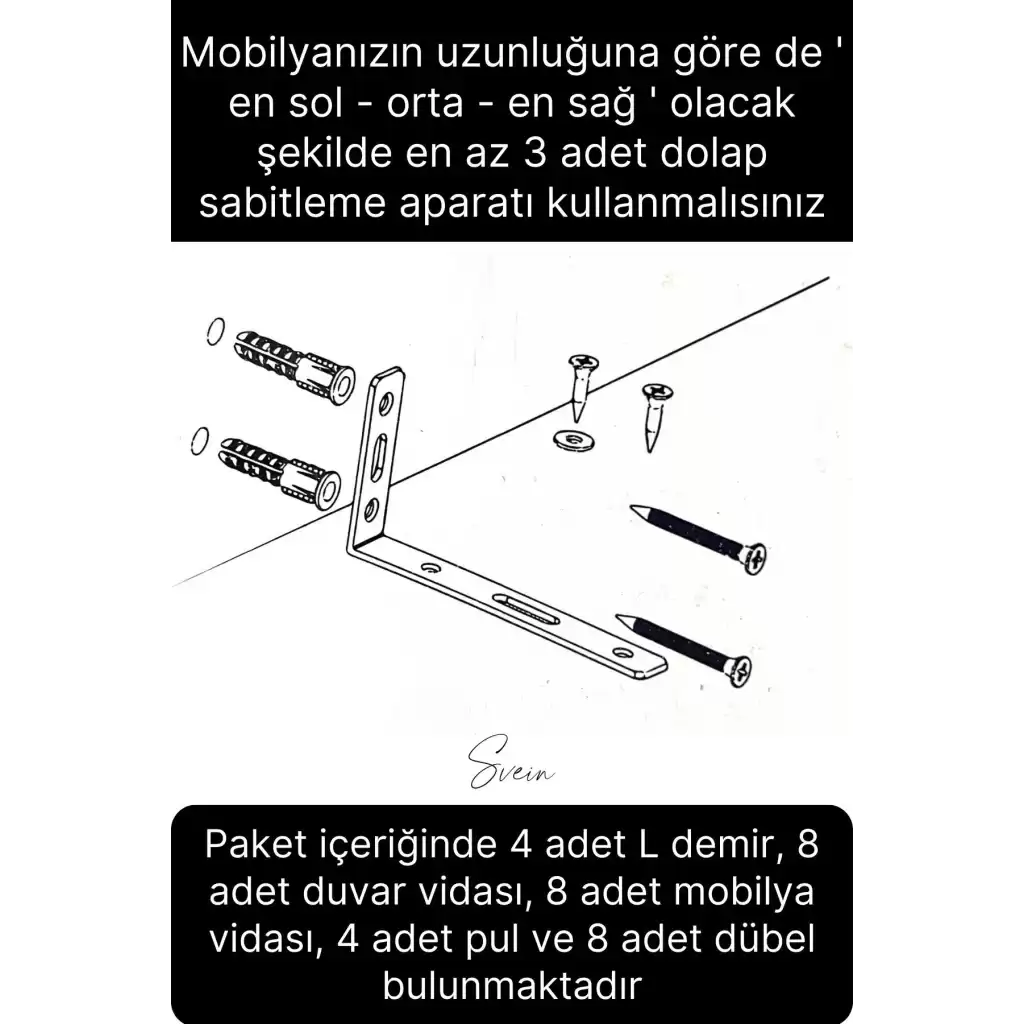 Deprem Güvenliği Dolap Duvara Sabitleme Aparatı Seti Mobilya Portmanto Gardırop Eşya L Demir Gönye