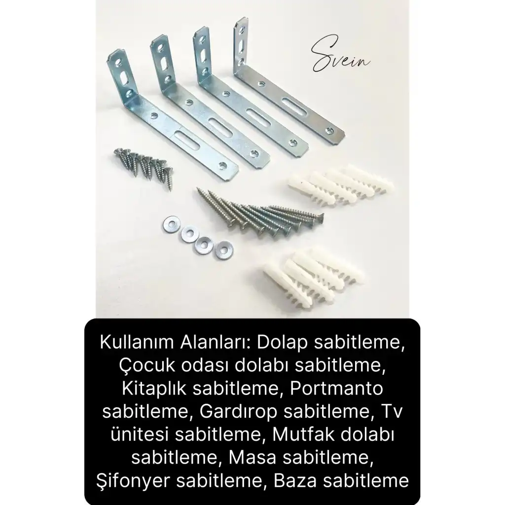 Deprem Güvenliği Dolap Duvara Sabitleme Aparatı Seti Mobilya Portmanto Gardırop Eşya L Demir Gönye